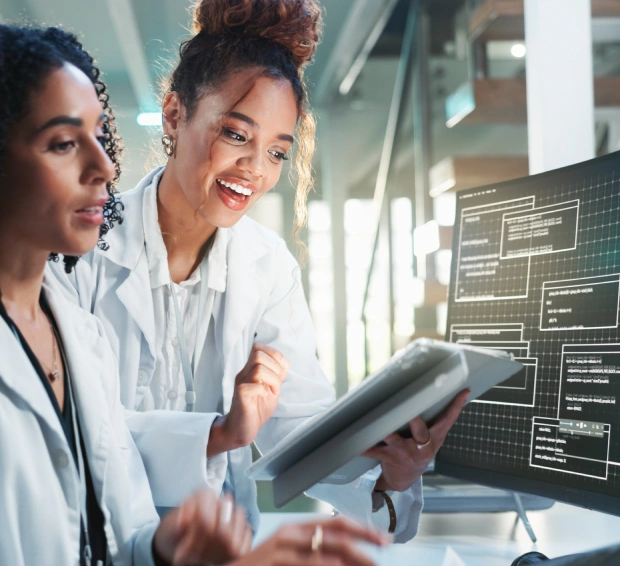 Medical coding specialist reviewing patient records