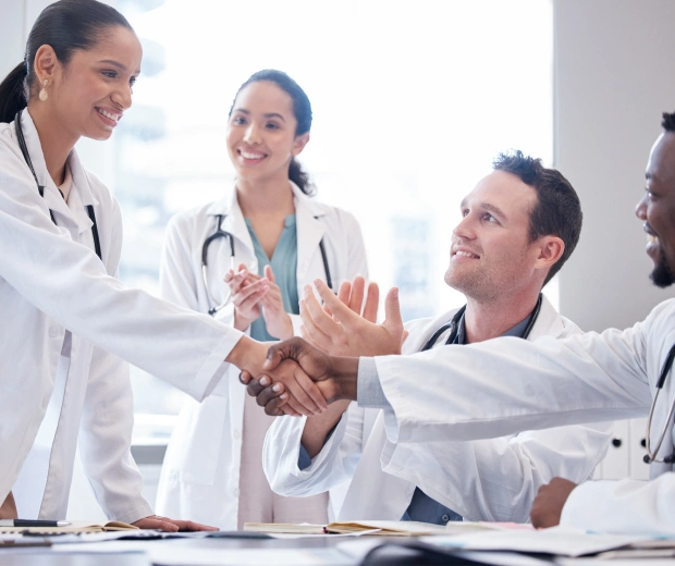 Healthcare professionals planning a new medical facility